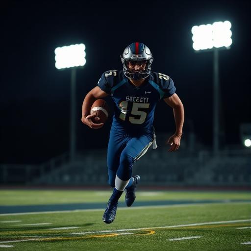 Bobcats player running with the ball at night